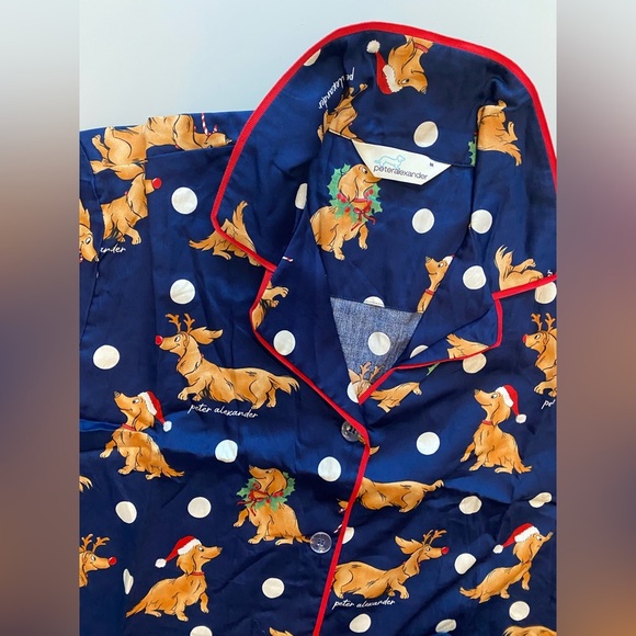 Peter Alexander Festive Blue Pajama Set with Reindeer Print size L - Picture 7 of 8